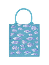 Load image into Gallery viewer, 11 X 10 X 7 - FISH PRINT ZIPPER LUNCH (B-168-PEACOCK BLUE)
