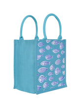 Load image into Gallery viewer, 11 X 10 X 7 - FISH PRINT ZIPPER LUNCH (B-168-PEACOCK BLUE)
