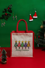 Load image into Gallery viewer, 12 X 11  X  6  MERRY CHRISTMAS FIVE TREE PRINT BAG (B-295-2-WHITE/RED)
