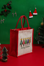 Load image into Gallery viewer, 12 X 11  X  6  MERRY CHRISTMAS FIVE TREE PRINT BAG (B-295-2-WHITE/RED)
