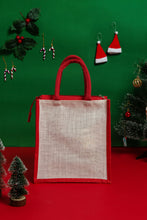 Load image into Gallery viewer, 12 X 11  X  6  MERRY CHRISTMAS FIVE TREE PRINT BAG (B-295-2-WHITE/RED)
