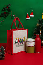 Load image into Gallery viewer, 12 X 11  X  6  MERRY CHRISTMAS FIVE TREE PRINT BAG (B-295-2-WHITE/RED)
