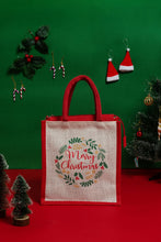 Load image into Gallery viewer, 12 X 11  X  6  MERRY CHRISTMAS WREATH PRINT BAG (B-295-3-WHITE/RED)
