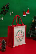 Load image into Gallery viewer, 12 X 11  X  6  MERRY CHRISTMAS WREATH PRINT BAG (B-295-3-WHITE/RED)
