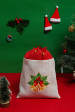 Load image into Gallery viewer, 12 X 9 JINGLE BELL CHRISTMAS STRING POUCH (A-195-WHITE/RED)
