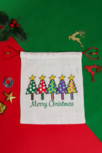 Load image into Gallery viewer, 12 X 9 FIVE TREES MERRY CHRISTMAS STRING POUCH (A-197-WHITE/RED)
