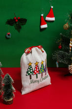 Load image into Gallery viewer, 12 X 9 FIVE TREES MERRY CHRISTMAS STRING POUCH (A-197-WHITE/RED)
