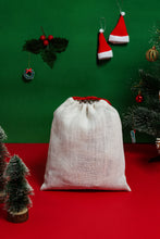 Load image into Gallery viewer, 12 X 9 FIVE TREES MERRY CHRISTMAS STRING POUCH (A-197-WHITE/RED)
