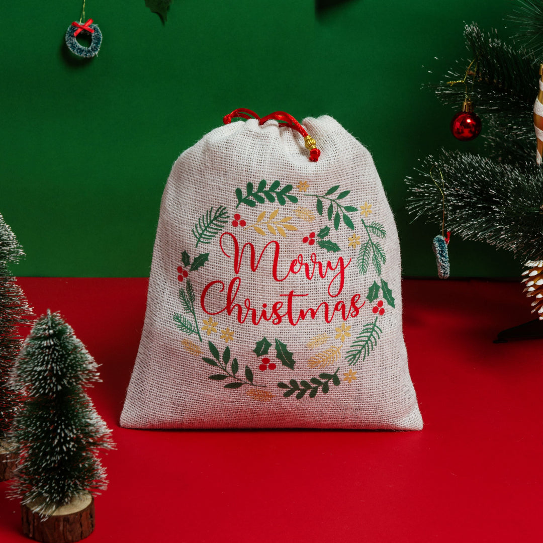 Merry Christmas Wreath String pouch