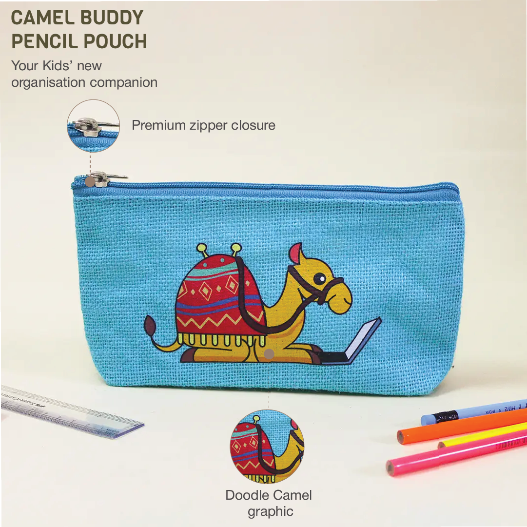 Camel Buddy Jute Pencil Pouch
