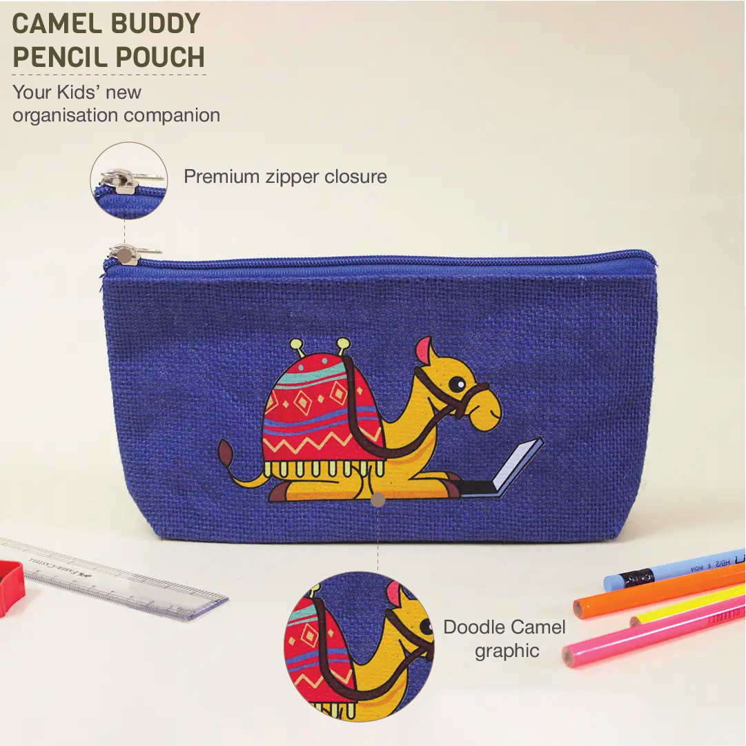 Camel Buddy Jute Pencil Pouch