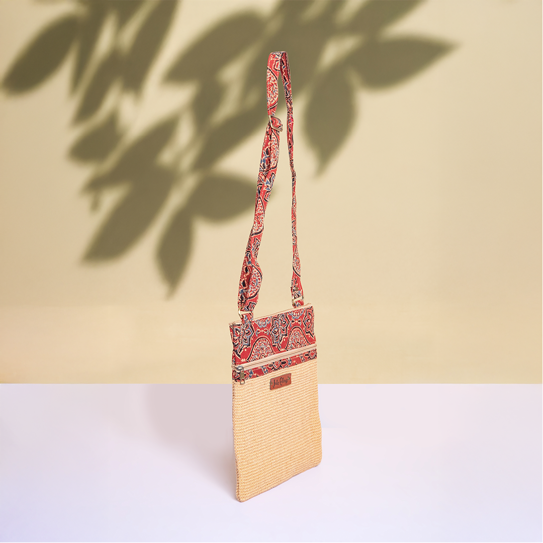 Dobby Kalamkari Jute Sling Bag Large
