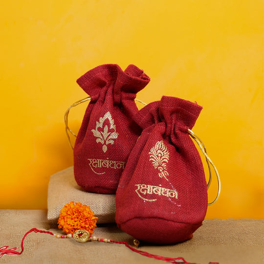 Phool and Morpankh Red Potli Combo Set