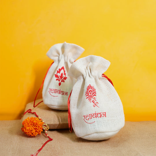 Phool and Morpankh White Potli Combo Set