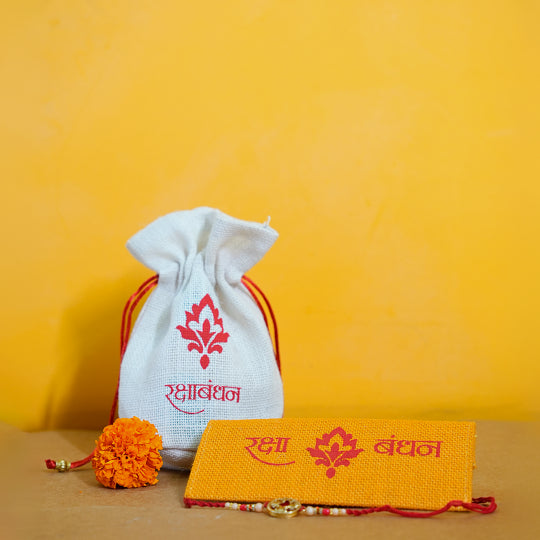 Phool White Potli and Envelope Combo Set