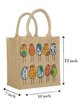 Load image into Gallery viewer, 11 X 10 X 7 - 10 BIRDS APPLIQUE ZIPPER LUNCH (B-173-NATURAL)
