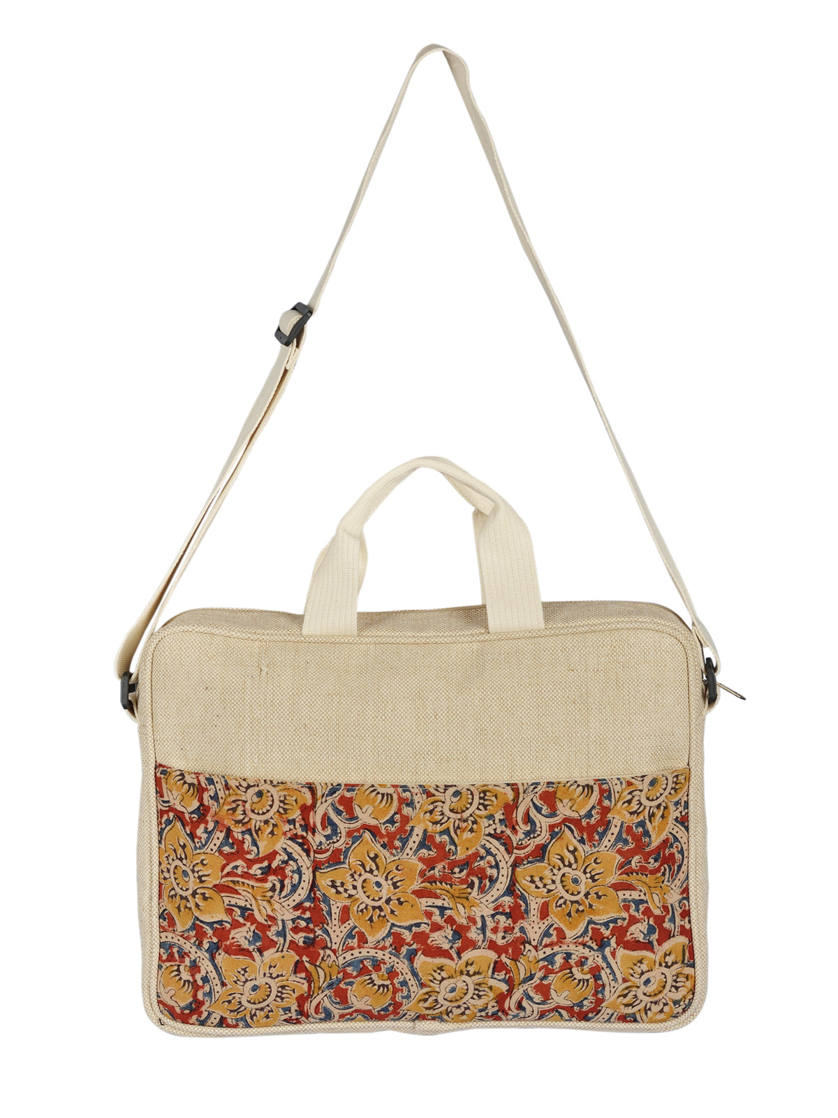 LAPTOP BAG KALAMKARI POCKET (D-233-NATURAL)