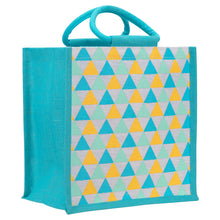 Load image into Gallery viewer, 12 X 12 X 7.5 - TRIANGLE PRINT ZIPPER (B-267-TURQUOISE BLUE)
