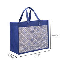 Load image into Gallery viewer, 14 X 17 X 9.5 - FLORAL MOTIF SHOPPING RIVET HANDLE ZIPPER  (B-270-BRIGHT BLUE)
