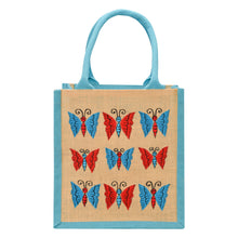Load image into Gallery viewer, 11 X 10 X 7 - BUTTERFLY EMBROIDERY LUNCH ZIPPER (B-269-TURQUOISE BLUE)
