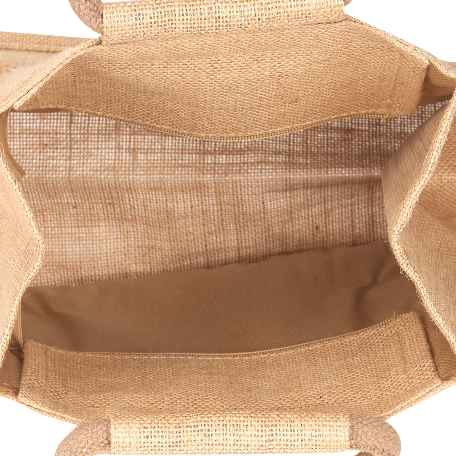 JUTE COTTAGE DOBBY TAPER ZIPPER LUNCH BAG, SUSTAINABLE, ECO-FRIENDLY, 100% GENUINE JUTE, STYLISH (NATURAL 10X13X6)