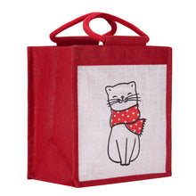Load image into Gallery viewer, 11 X 10 X 7 - CAT PRINT ZIPPER LUNCH (B-246-RED)
