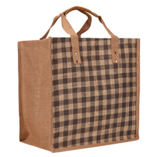 Load image into Gallery viewer, 16 X 16 X 9 - CHECK JUTE ZIPPER WITH BOTTOM BOARD (B-259-BROWN)
