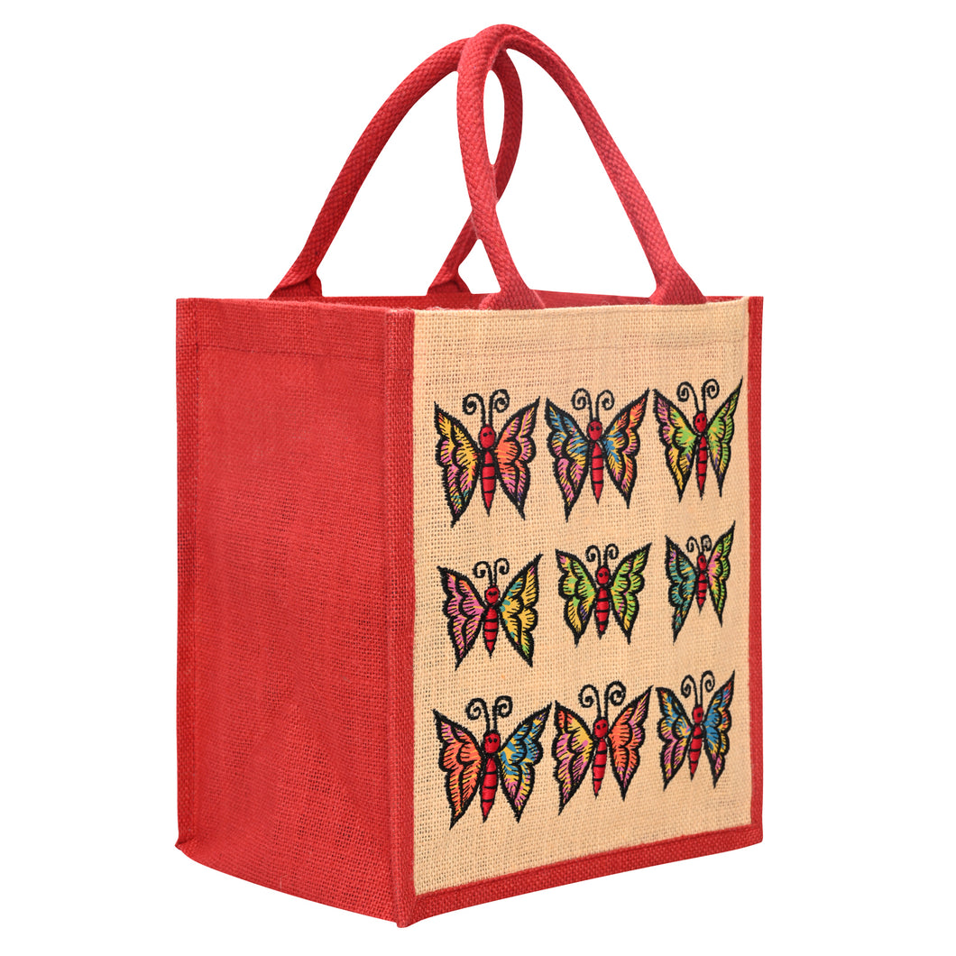 11 X 10 X 7 - BUTTERFLY EMBROIDERY LUNCH ZIPPER (B-269-RED)