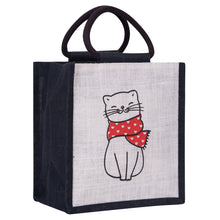 Load image into Gallery viewer, 11 X 10 X 7 - CAT PRINT ZIPPER LUNCH (B-246-BLACK)
