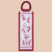 Load image into Gallery viewer, BOTTLE BAG WARLI PRINT 2 (B-163-WHITE/MAROON)
