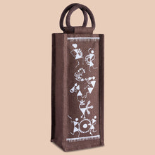 Load image into Gallery viewer, BOTTLE BAG WARLI PRINT 2 (B-163-WHITE/MAROON)
