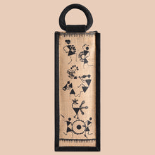 Load image into Gallery viewer, BOTTLE BAG WARLI PRINT 2 (B-163-NATURAL/BLACK)
