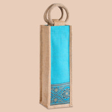 Load image into Gallery viewer, BOTTLE BAG WITH LACE / PRINT (B-010-BRIGHT BLUE)
