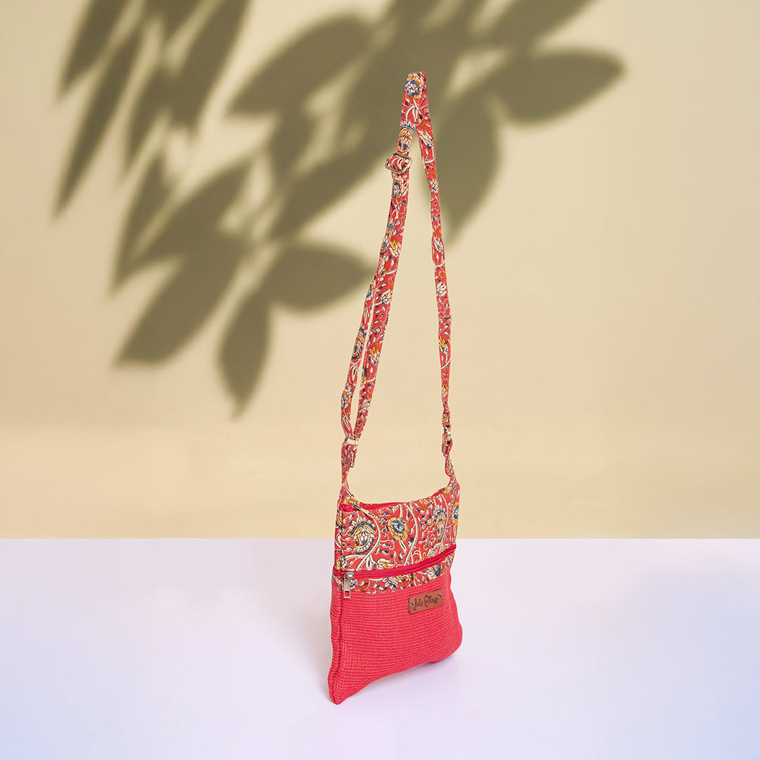 Dobby Kalamkari Jute Sling Bag Medium