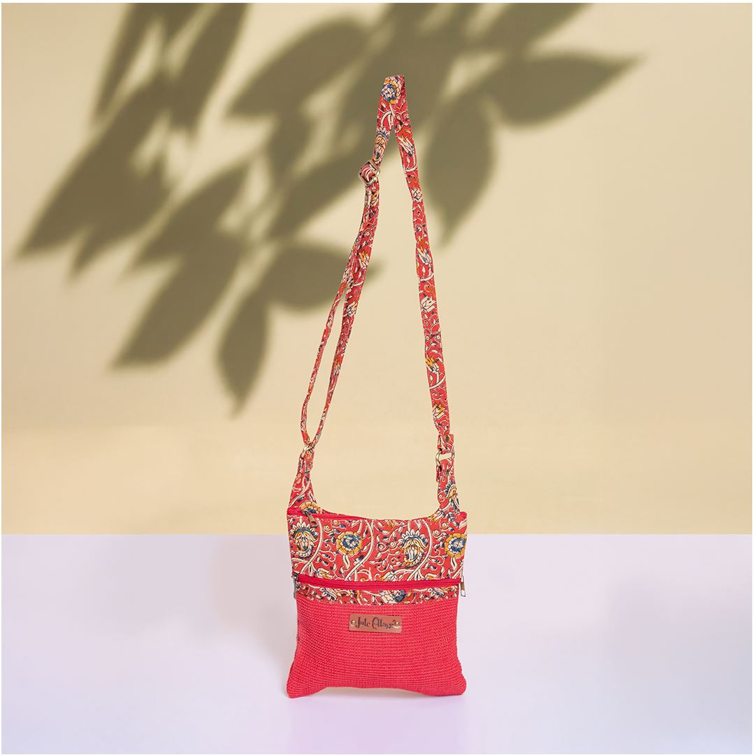 Dobby Kalamkari Jute Sling Bag Medium