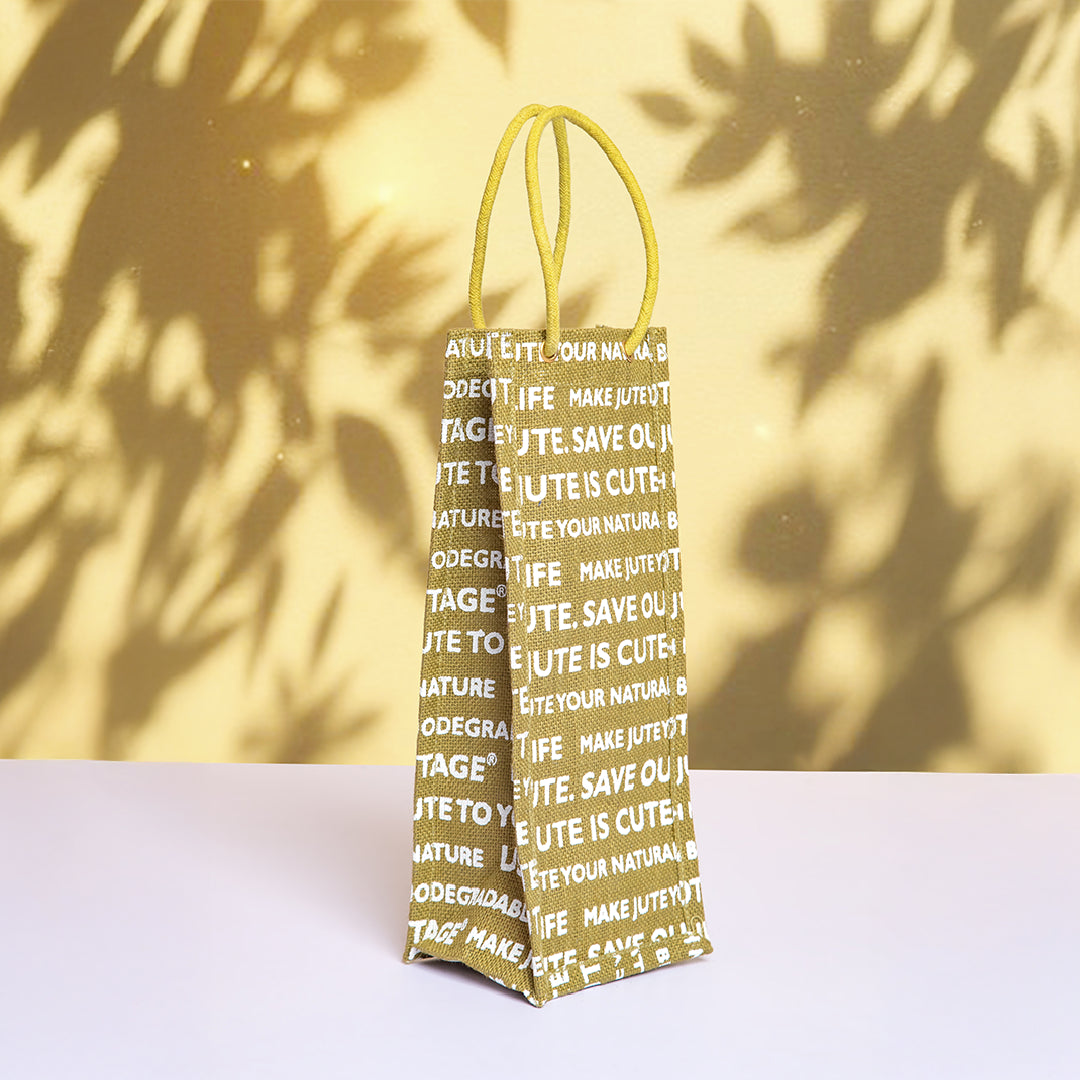 Jute Cottage Printed Bottle Bag
