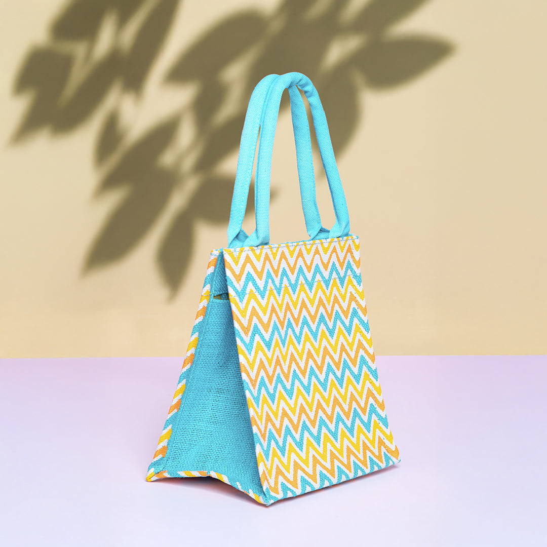 Zig Zag Multicolour Jute Lunch Bag