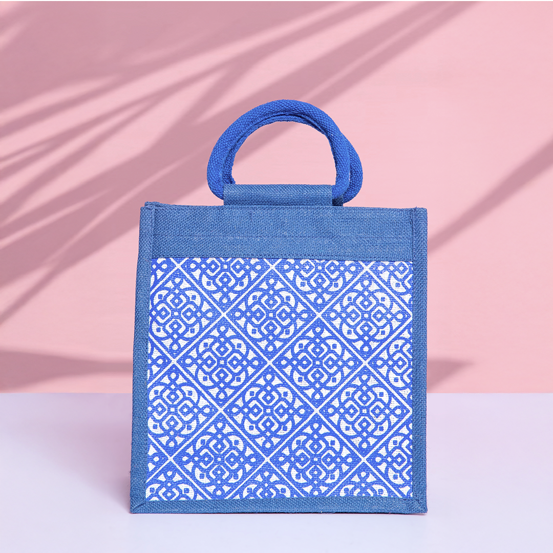 Moroccan Print Jute Lunch Bag