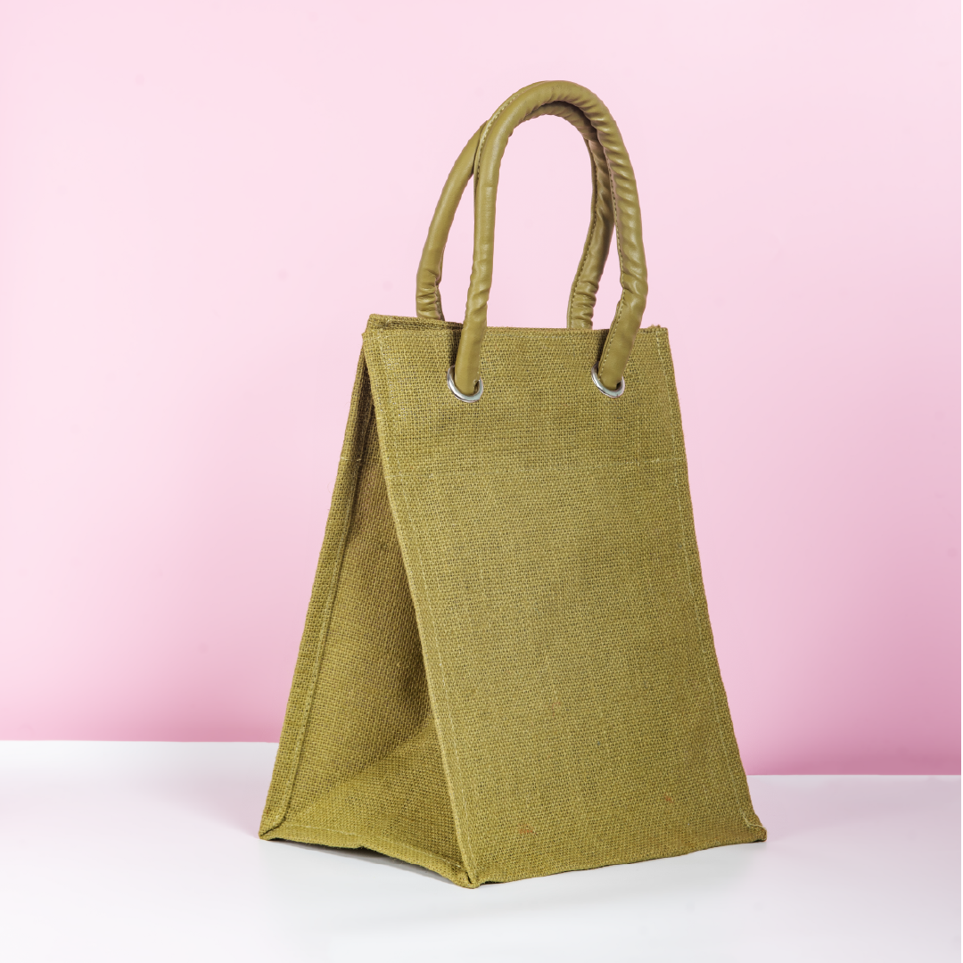 Big Eyelet Jute Lunch Bag