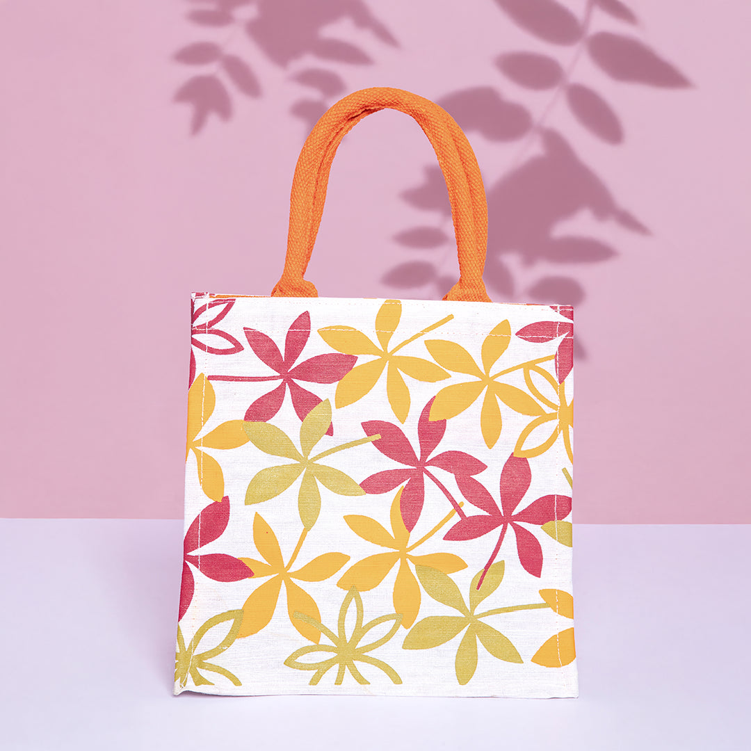 Floral Print JUCO Zipper Lunch Bag Square