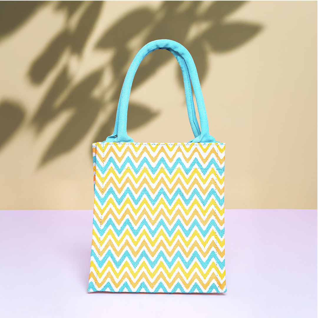 Zig Zag Multicolour Jute Lunch Bag