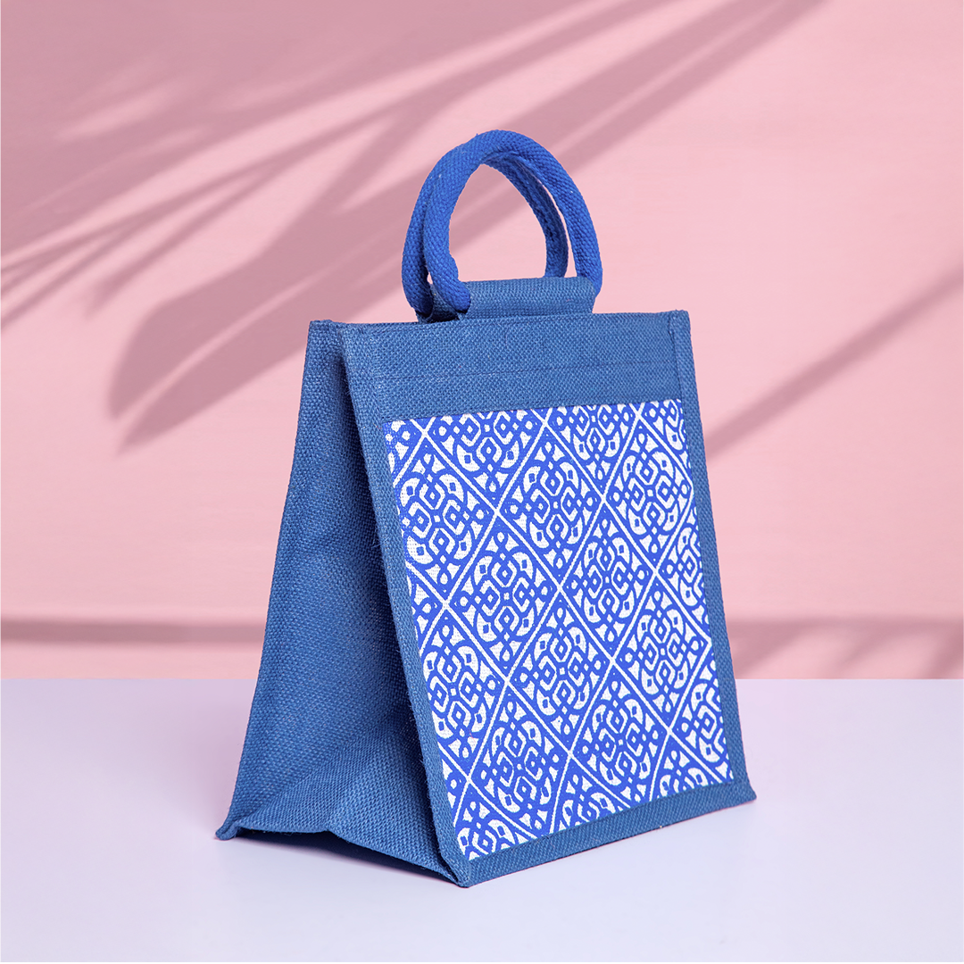Moroccan Print Jute Lunch Bag