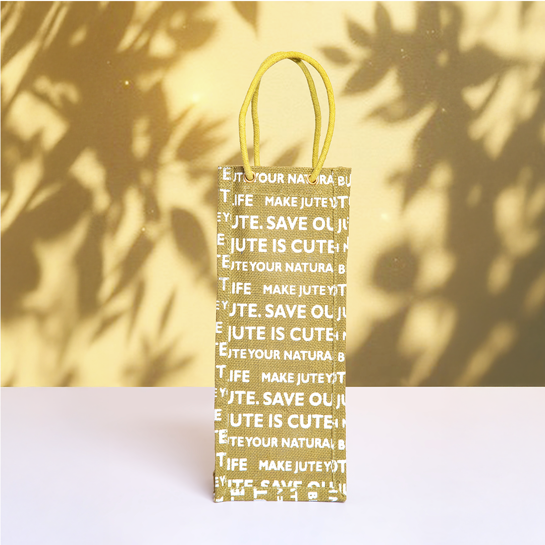 Jute Cottage Printed Bottle Bag