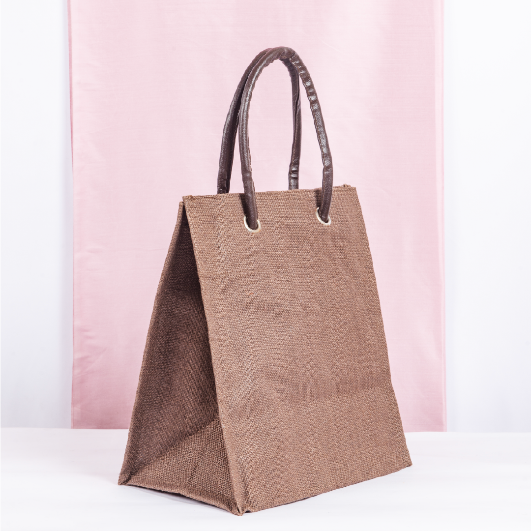 Big Eyelet Jute Lunch Bag Large