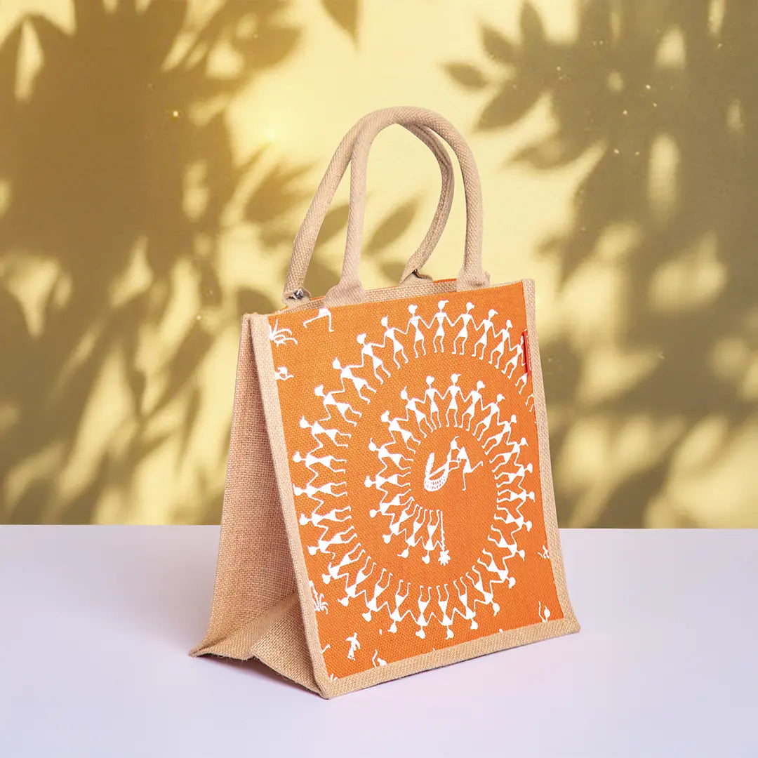 Warli zipper lunch bag
