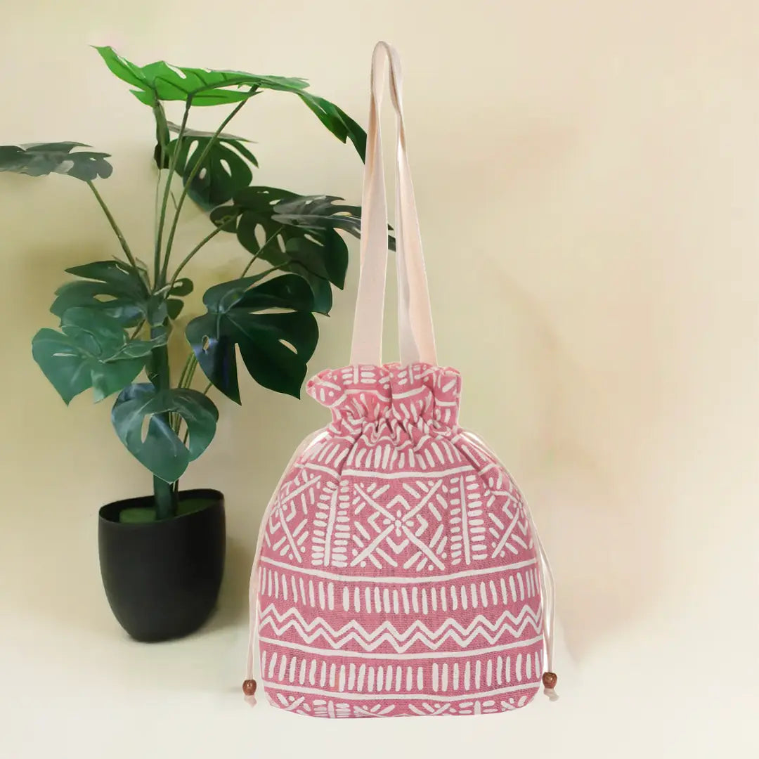 Aztec print Long potli bag