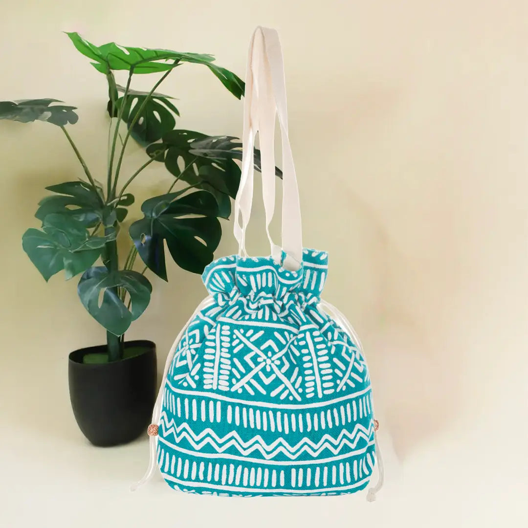 Aztec print Long potli bag