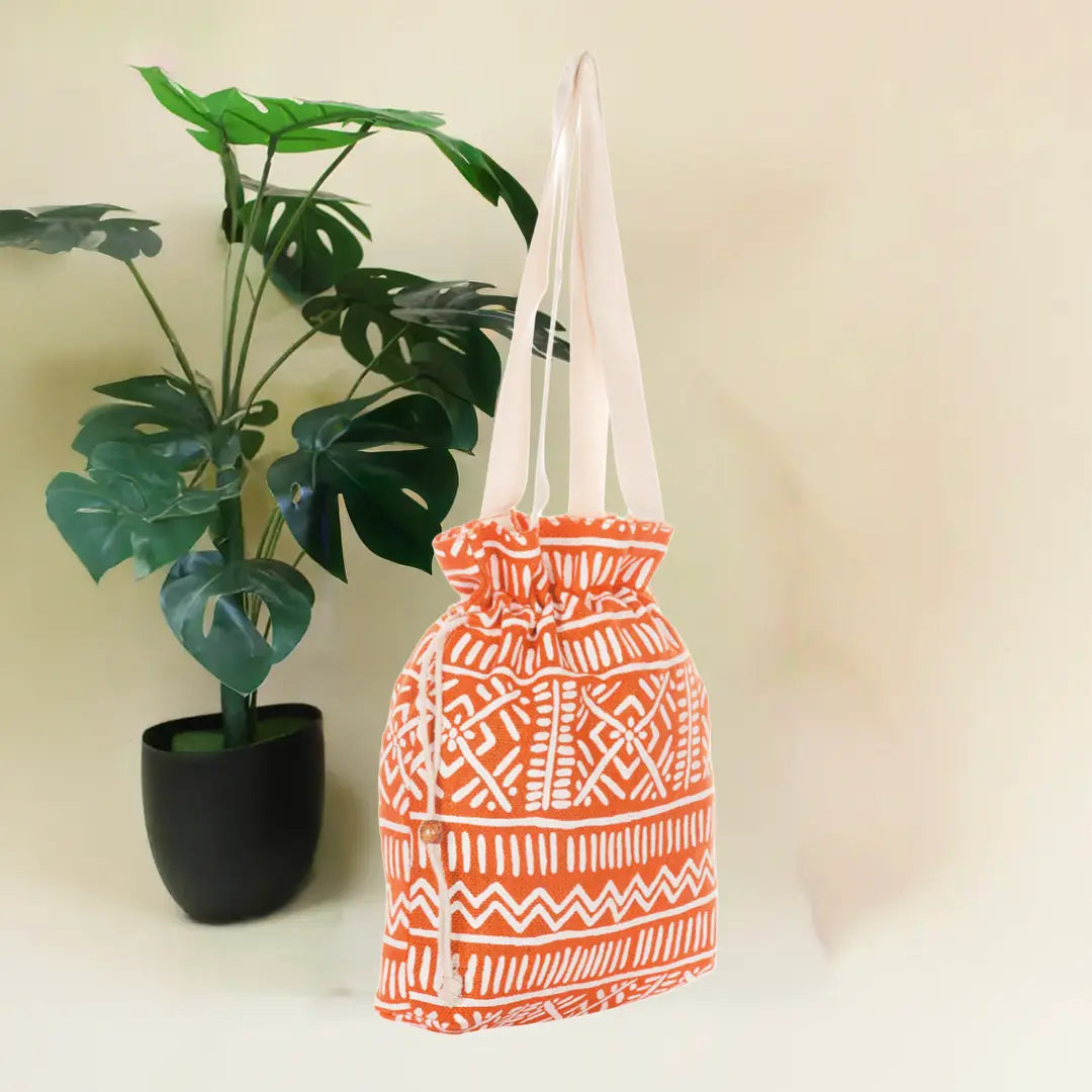 Aztec print Long potli bag