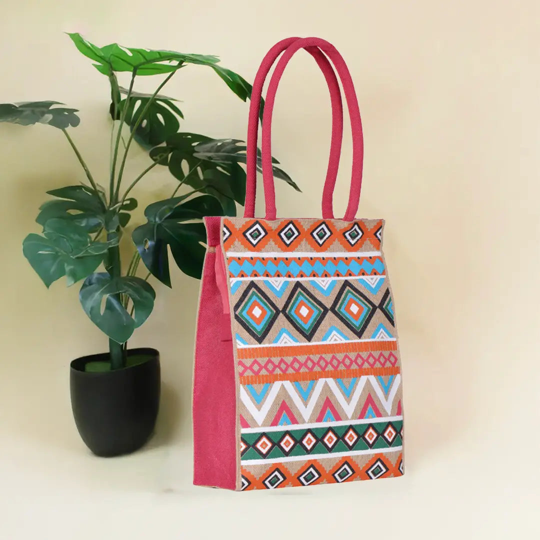 Long college 6 colour aztec print handbag