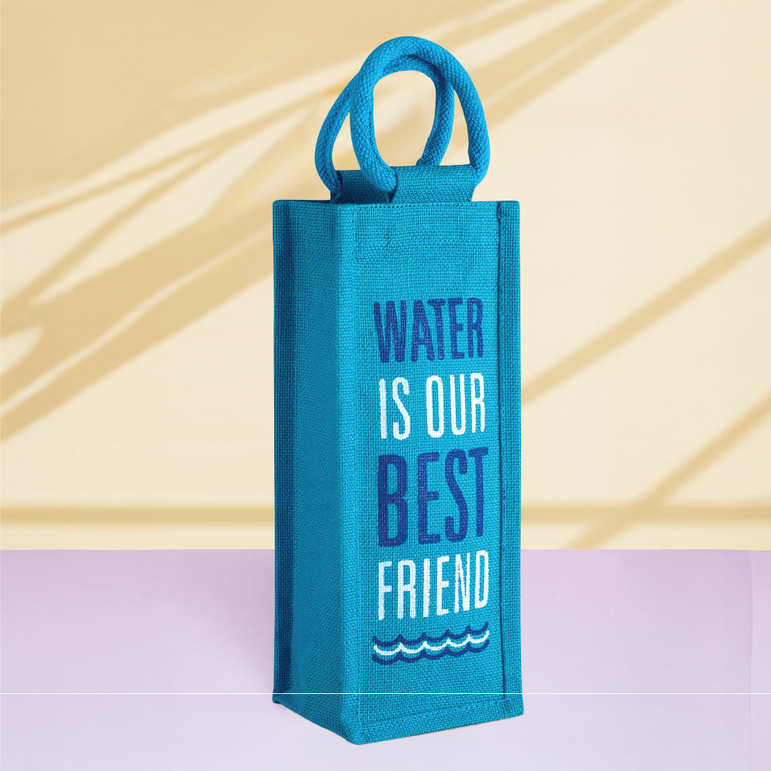 Water is our best friend jute bottle bag